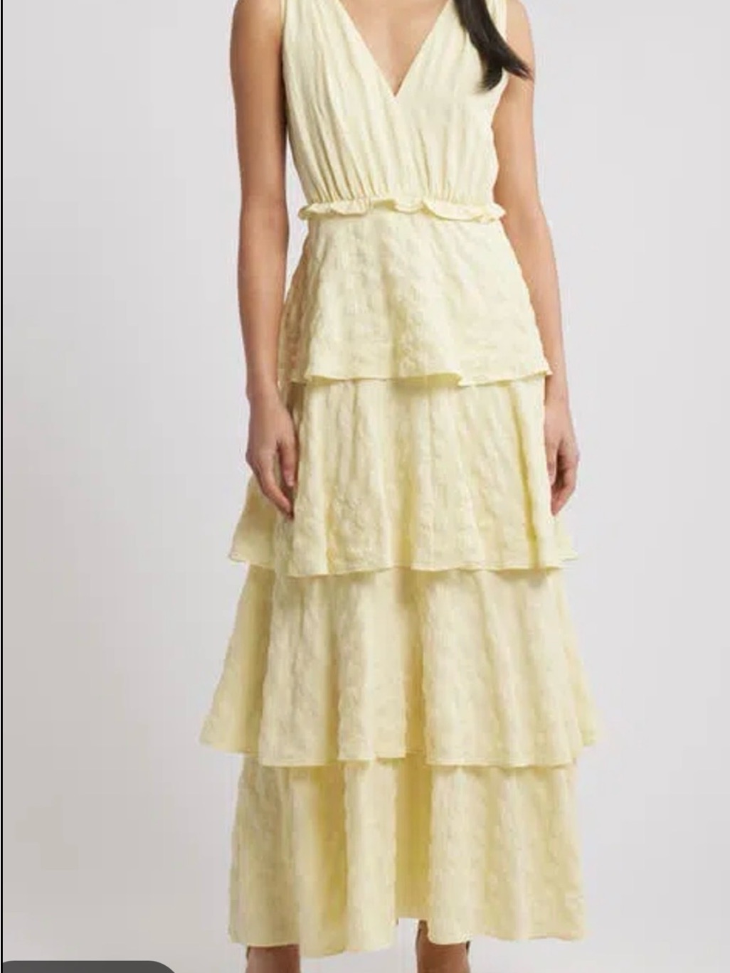 Chelsea28 Pale Yellow Ruffle Maxi Dress